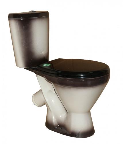 Унитаз-компакт ROSA ЭЛЕГАНТ черный декор, косой выпуск, нижн. подвод, 1 реж. арматура,  615*350*765мм 