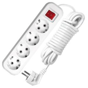 Удлинитель Универсал S-304, 4гн., 5м, ПВС, 3х1, защ.корпус