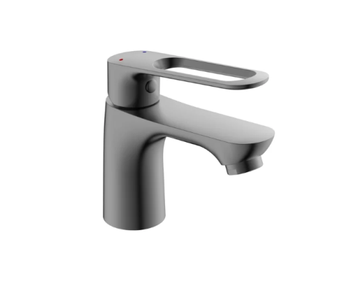 Смеситель АНТЕЙ Базальт 303535 д/умывальника, креп. гайка, цвет серый матовый