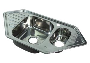 Мойка I-TECH двойная с сушилкой с двух сторон 950х500х205х0,8 пол