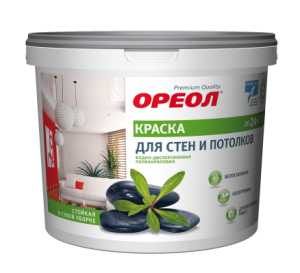 Краска ВД Ореол, белоснеж, для стен и потолков, 1,5кг