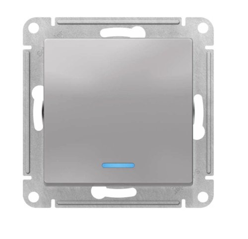 Выключатель AtlasDesign 1 кл подсветкой, 10АХ, механизм, АЛЮМИНИЙ, SE