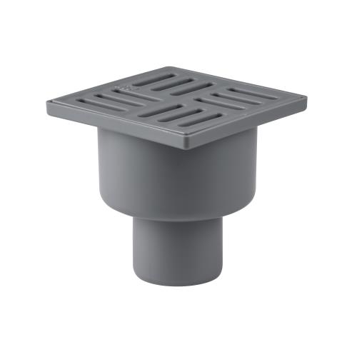 Трап вертикальный с сухим затвором решетка пластиковая 100/100х50, серый,РТП