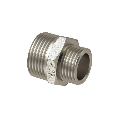Ниппель переходной RTP НР-НР 1/2"х3/8", латунь/никель