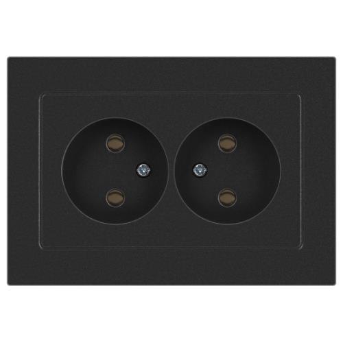 Розетка ЭРА Intro Accent 6-204-07 2х2P, 2-ая б/з, 16А, механизм, графит
