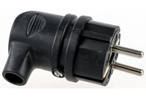Вилка ЭРА угловая с/з каучук V9-B-IP44 16А IP44 черная