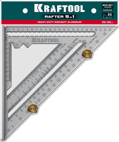 Угольник KRAFTOOL 250 мм, 5-в-1, высокоточный кровельный