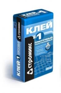 Клей Стромикс №1, для кафеля, серый, толстослойный, внутр наруж работ, 25кг