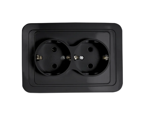 Розетка CLASSICO 2-ая черная с заземл. 2102B IN HOME