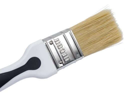 Кисть универсальная плоская DECOR PREMIUM серебристая щетина, 2К ручка "Black White" 35х15мм