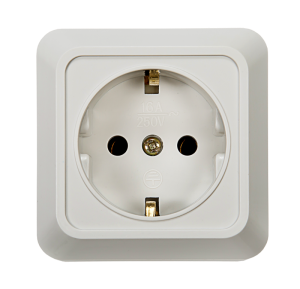 Розетка BOLLETO 1-ая накладная белая с заземл.  7028 IN HOME