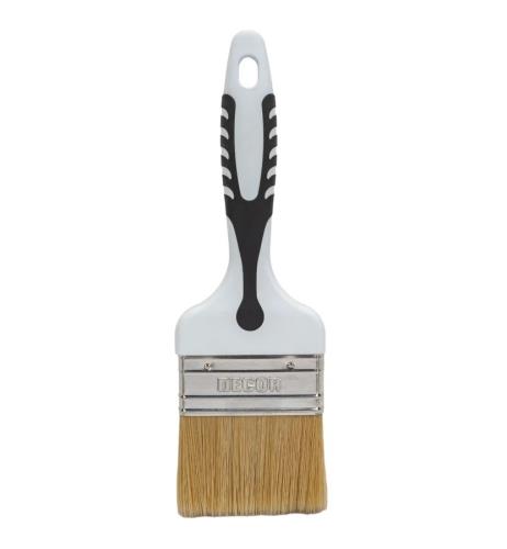 Кисть универсальная плоская DECOR PREMIUM серебристая щетина, 2К ручка "Black White" 75х15мм