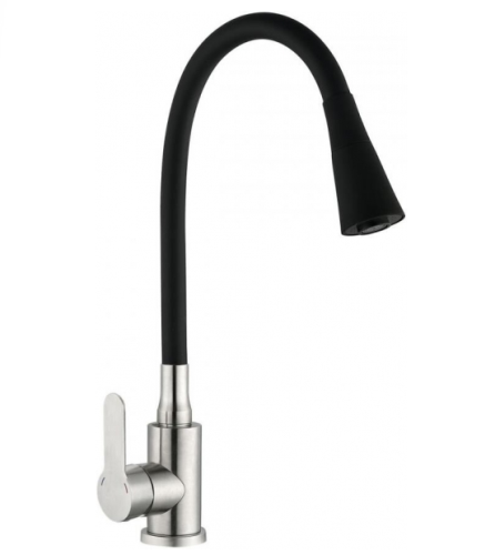 Смеситель АНТЕЙ Садко 577033 д/кухни с силиконовым изливом черный, нерж. сталь