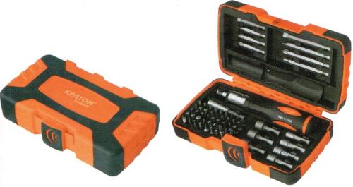 Отвертка-держатель реверсивная с битами и торцевыми головками Кратон Complect SSK-05, 62 пр. в кейсе