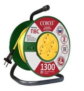 Удлинитель Союз сил. на катушке с 4 гн. 1300 Вт 40м, 481S-3104