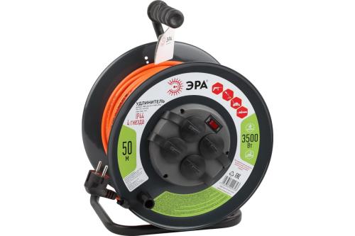 Удлинитель ЭРА силовой RMx-4es-3x1,5-50m на метал. катушке с/з 4 гн 50м ПВС 3х1.5, IP44