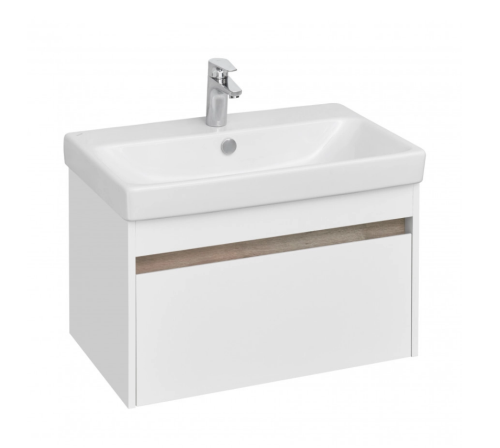 Тумба АКВАТОН Марти 70 белый, дуб эндгрейн + Раковина Адриана-70