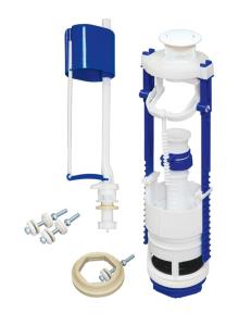 Арматура для бачка кнопочная, нижняя подводка, кнопка белая, Стандарт (АС-17.1)