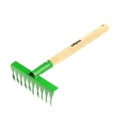 Мини-грабли СИБРТЕХ АГРОНОМ стальные, дер. рукоятка, 10-зубые, 200х390мм.