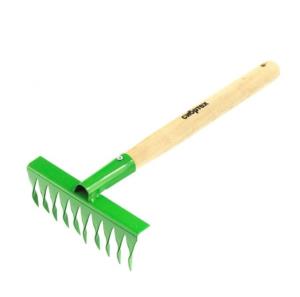 Мини-грабли СИБРТЕХ АГРОНОМ стальные, дер. рукоятка, 10-зубые, 200х390мм.