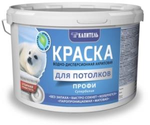 Краска ВД Капитель Потолочная, супербелая, 3кг 
