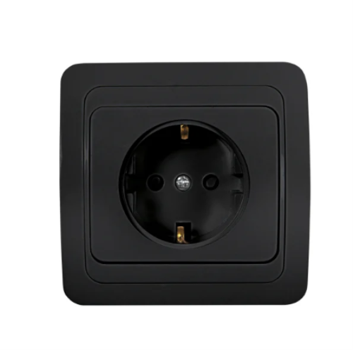 Розетка CLASSICO 1-ая черная с заземл. 2028B IN HOME