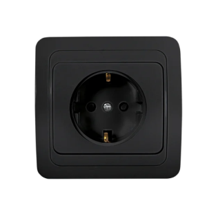 Розетка CLASSICO 1-ая черная с заземл. 2028B IN HOME