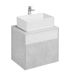 Тумба АКВАТОН Марбл Слэйт 60\ Белый матовый + Раковина АКВАТОН MILA наклад прямоугольная 350х500