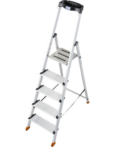 Стремянка алюминиевая KRAUSE SEPURO Globus с широкими ступенями 125 мм, 5 ступеней