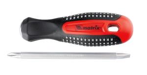 Отвертка MATRIX, комбинир, CrV, трехкомп ручка ANTI SLIP, SL6хPH2мм