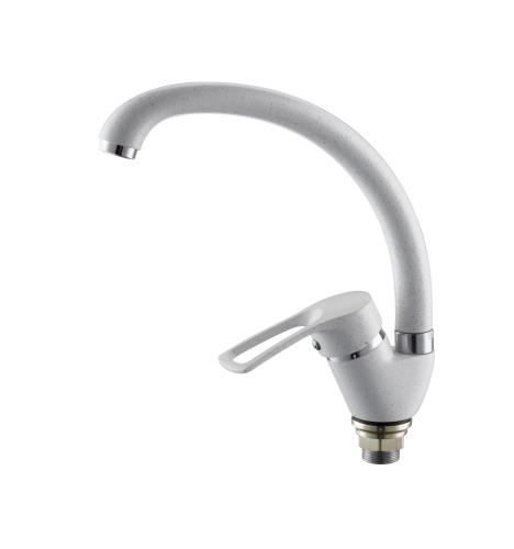 Смеситель для кухни I-TECH, GRUS 40, однорычажный, белый, гайка