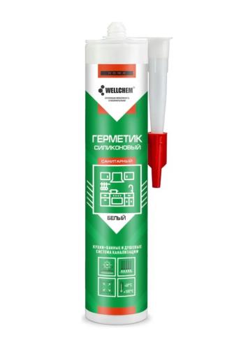 Герметик сил WELLCHEM, санитарный, белый, 280 мл.