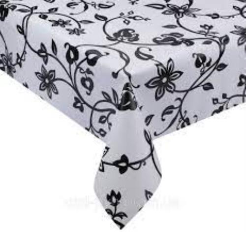 Клеенка DEKORAMA Черные цветы на белом 1,4*20м
