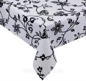 Клеенка DEKORAMA Черные цветы на белом 1,4*20м
