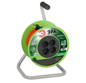 Удлинитель ЭРА силовой RPx-4s-2x1.0-40m на пластик. катушке б/з 4 гн 40м ПВС 2х1