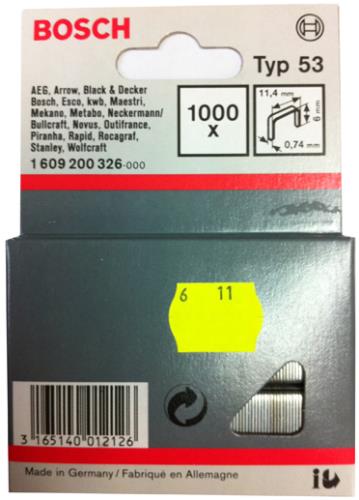 Скрепки BOSCH, 1000, 6мм, Т53