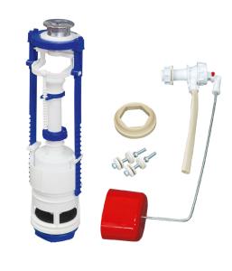 Арматура для бачка кнопочная 2-х уровневая, боковая подводка, кнопка хром, Эконом