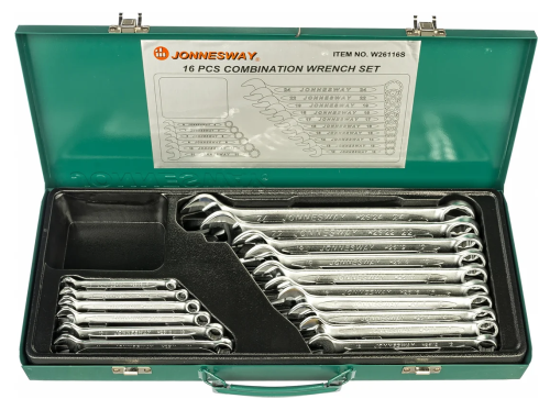 Набор ключей Jonnesway гаечных комбинированных в кейсе, 6-24 мм, 16 пр