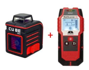Комплект лазерный уровень ADA CUBE 360 Basic Edition + Детектор проводки ADA Wall Scanner 80