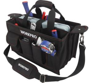 Сумка WORKPRO для инструментов с ремнем, с откр. верхним клапаном, 390мм