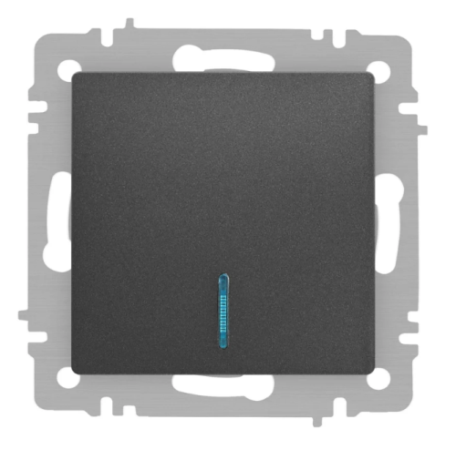 Выключатель ЭРА Intro Accent 6-102-07, 1 кл, с подсветкой, механизм, графит