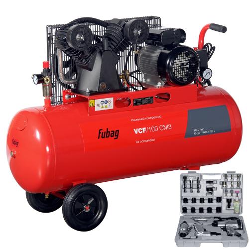 Компрессор FUBAG VCF/100 CM3+Набор пневмоинструмента 34 предмета в кейсе В ПОДАРОК!!!