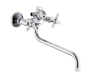 Смеситель АНТЕЙ Радуга 2270717 д/ванны, излив 300мм, с 2-мя рукоятками, с белыми наконечником и ручкой