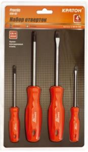Набор отверток с пластиковыми рукоятками Кратон Practic SSH-02, 4 пр.