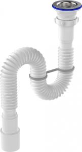 Гофросифон Aquant 1 1/2"х40/50 удлиненный с метал. решеткой (min 335мм - max 1275мм)