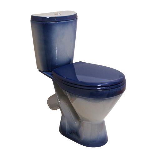 Унитаз-компакт ROSA ЭЛЕГАНТ синий декор, косой выпуск, нижн. подвод, 1 реж. арматура,  615*350*765мм 