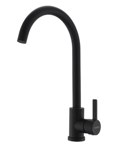 Смеситель VODA для кухни, высокий излив, черный