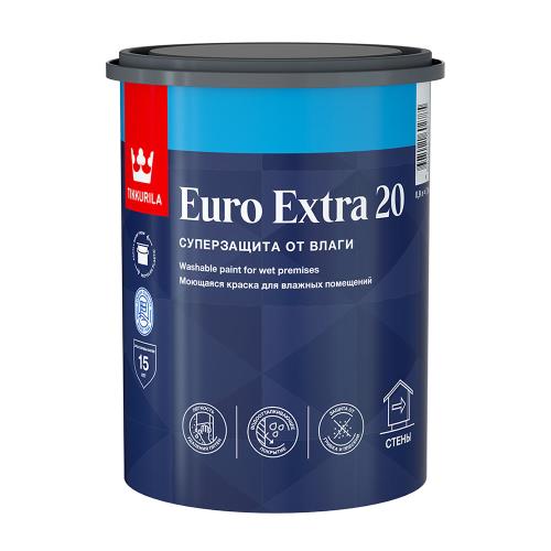 Краска ВД TIKKURILA ЕВРО-20 Extra, латекс, база С под колеровку, 0.9л