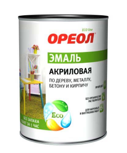 Эмаль Ореол акриловая глянцевая черная 0,9 кг