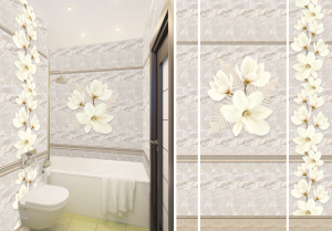 Панель ПВХ пластик Discovery цифровая печать Белая магнолия фон 2700х250х9мм